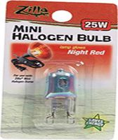 Zilla Reptile Terrarium Heat Lamps Mini Halogen Bulb, Night Red, 25W