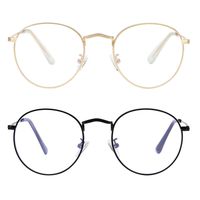 Blue Light Blocking Glasses for Women Man Round Metal Anti Blue Ray for Computer Harmful Ray UV Blocker Gaming Glasses (2PC-Black-Gold)