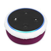 Fintie Protective Case for Amazon Echo Dot (fits All-New Echo Dot 2nd Generation) - Premium Vegan Leather Sleeve Cover Plush Lined Holder Stand, Purple