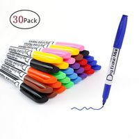 Volcanics Dry Erase Markers Low Odor Fine Whiteboard Markers Thin Box of 30, 10 Colors