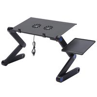 Adjustable Laptop Stand, Portable and Multi-Purpose Aluminum Laptop Desk with Cooling Fans and Mouse Tray, Designed for Bed, Sofa or Table