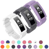 GVFM Compatible with Fitbit Ace 2 Bands for Kids 6+, Soft Silicone Bracelet Accessories Sport Strap Boys Girls Wristbands Compatible for Fitbit Inspire HR & Ace 2 (3-White, Gray, Lavender)