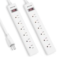 BESTEK 6 Outlet Power Strip Surge Protector, 15A Power Strip with Mounting Hole, 2.6-Foot Long Cord, 200 Joules, UL and ETL Listed(2 Pack)