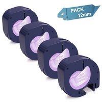 4-Pack Replace DYMO LetraTag Refills Clear Transparent Label Tape Compatible with DYMO Label Maker, 1/2 Inch x 13 Feet 12mm x 4m