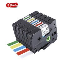 Chiphell 5-Pack Assorted Color Brother Ptouch Label Tape Replace Brother TZe-131 TZe-431 TZe-531 TZe-631 TZe-731 12mm 0.47 Laminated Tape for Brother PTD210 PTH110 PTD600 P-Touch Cube, 26.2 feet (8m)
