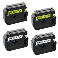 Compatible P-Touch M Tape MK221 MK821 M221 M821 Label Tape, Compatible with Brother P Touch PT-M95 PT-90 PT-70BM PT-70 PT-65 PT-85, 3/8 Inch x 26.2 Feet, 9mm x 8m Black on White/Gold, 4-Pack