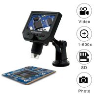 LCD Digital Microscope-4.3 Inch 1080P LED Screen 1-600X Zoom Magnifier with 8 LED Adjustable Light Source,Camera Video Recorder Scientific Discovery Microscope Toy for Kids/Adult,Buit-in Battery