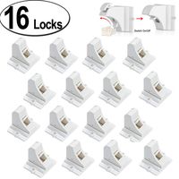 Child Safety Magnetic Cabinet Locks - 16 Pack Children Proof Cupboard Baby Locks Latches - Adhesive for Cabinets & Drawers and Screws Fixed for Durable Protection