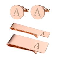 BodyJ4You 4PC Cufflinks Tie Bar Money Clip Button Shirt Personalized Initials Letter A Gift Set