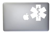 Caduceus Snake Staff Medical Symbol Vinyl Decal for MacBook, Laptop or Other Device 5 Inch (White)