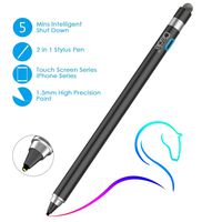 Active Stylus Pen, Ciscle 2 in 1 Digital Pencil with 1.5 mm High-Precision Copper Tip and Mesh Tip, Fine Point Stylus Compatible for iPad, iPhone, Android Tablet and Other Touch Screen Devices-Black