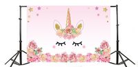 Yeele Unicorn Birthday Backdrop - 5x3ft Watercolor Rose Flowers Cute Smiley Face Photography Background Pictures Baby Shower Party Banner Decoration Girls Princess Portrait Photo Booth Studio Props