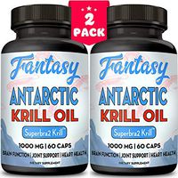 (2-Pack) Pure Antarctic Krill Oil 1000mg with Astaxanthin 120 Caps Omega 3 6 9 - EPA DHA - 100% Purified, Mercury Free and Wild Caught - Non GMO - Gluten Free - Pure Krill Oil
