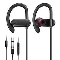 Wired Earbuds with Microphone, Sports Running Headphones [NOT Bluetooth] with Snug and Stable Ear Hooks, Gym Earphones for Heavy Workout Exercise with 3.5mm Audio Plug for Smartphones