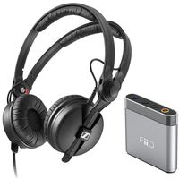 Sennheiser HD 25 PLUS On-ear closed back Monitor DJ Headphones + FiiO A1 Portable Headphone Amp (Silver)