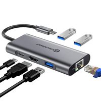 USB C Hub, UtechSmart 6 in 1 USB C to HDMI Adapter Dock with 1000M Ethernet, Power Delivery PD Type C Charging Port, 3 USB 3.0 Ports Compatible for MacBook Pro, ChromeBook, XPS, and USB C Devices