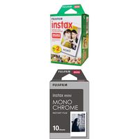 Fujifilm INSTAX Mini Instant Film Twin Pack (White) and Instax Mini Monochrome Film - 10 Exposures