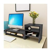 JAWM Wood Monitor Stand Computer Riser with Storage Organizer, Office Desk Laptop Cellphone TV Printer Desktop Container