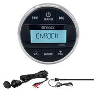 Enrock Multimedia Gauge Style Marine Grade Bluetooth Receiver, Universal USB/3.5MM Auxiliary Interface Mount, Rubber Mast Long-Range Marine Boat/Yacht Radio Antenna (Black)