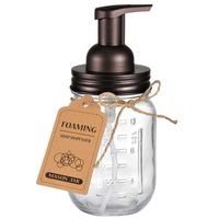 Amolliar Mason Jar Foaming Soap Dispenser - Rustproof Stainless Steel Lid/BPA Free Foam Pump,with Chalkboard Labels - Rustic Farmhouse Decor Hand Soap Dispenser Bathroom Accessories - Bronze (1 Pack)