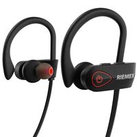 RIEMEX Wireless Headphones Sport with Microphone, Best Sports Earphones Mic IPX7 Waterproof IPX7 HD Stereo Earbuds for Running Workout Gym 8 Hours Battery Noise Cancelling Headsets