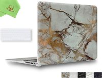 UESWILL 2in1 Marble Pattern Smooth Hard Shell Case Cover for MacBook Air 11 inch (A1465/ A1370) + Keyboard Cover + Microfibre Cleaning Cloth, (White/Gold)