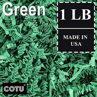 1 LB Green Crinkle Shred Gift Basket Shred Crinkle Paper Filler Bedding by COTU (16 oz)