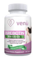 Venu Beauty Pure Biotin + Calcium Supplement All Natural Helps Promotes Skin, Hair and Nail Health Made in USA