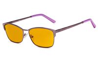 Eyekepper Computer Gaming Glasses Anti Radiation Anti Glare UV400 Reduces Eyestrain-96.9% Blue Light Blocking Orange Tinted Lens-Womens Sleep Better Eyeglasses(Purple, 0.00)