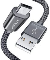 JSAUX Micro USB Cable Android, (2-Pack 6.6FT) Micro USB to USB A High Speed Sync Charger Nylon Braided Cord Compatible Samsung Galaxy S6 S7 Edge J7 Note 5,Kindle,LG,Xbox,PS4,Camera,Smartphones(Grey)