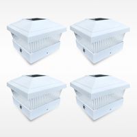 5x5 Solar LED White Square Post Deck Cap PVC HIGUNE Outdoor Lights for Garden Patio Fence Pathway Landscape Lamp (4-Pack)