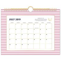 Simplified 2019-2020 Academic Year Monthly Wall Calendar, Small, 11" x 8-1/2", Pink Stripe (EL200-709A)