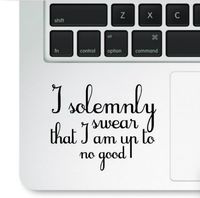 Decal & Sticker Pros I somenly Swear I am up to no Good Printed Sticker Decal on Clear Vinyl Compatible with All Apple MacBook Pro, Retina and Air Models