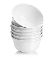 DOWAN 20 Ounces Porcelain Cereal Bowls, Soup Bowl Set, 6 Packs, White, Deep