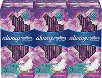 Always Radiant Feminine Pads with Wings for Women, Size 3, 66 Count, Extra Heavy Overnight, Light Clean Scent (22 Count, Pack of 3-66 Count Total)