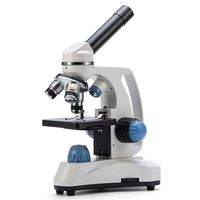 SWIFT SW150 Compound Monocular Student Microscope with 40X-1000X Magnification, Glass Optics, Extra 25X Widefield Eyepiece, Coarse and Fine Focusing, Dual Illumination, and Cordless Capability