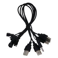 Mxfans 5 x Plastic USB to 3 PIN Adaptor Connector Cable 30cm for PC Fan Black