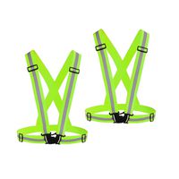 Chiwo Reflective Vest Running Gear 2Pack, High Visibility Adjustable Safety Vest Outdoor Reflective Belt for Night Cycling,Hiking, Jogging,Dog Walking, Construction Safe (Green)