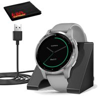 Garmin vivoactive 4S GPS Smartwatch (40mm,Silver/Gray Band) with Charging Base Spotify, Music, Pay, Body Monitoring and More