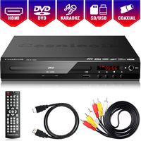 DVD Player, Region Free Full HD 1080P Compact CD Disc Player with HDMI & AV Output, Built-in PAL/ NTSC System, Karaoke Mic Port, Coaxial Port, SD Card/USB Port and Remote Control