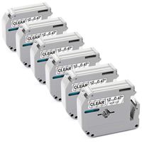 M131 M-K131 MK-131 MK131 Clear M Tape Compatible for Brother P-Touch PT 80 85 100 50 90 65 45 55 PT-M95 PT-65 PT-70 PT-70BM PT-45M PT-60, 1/2 Inch x 26.2 Feet, 12mm x 8m, Black on Clear, 6-Pack