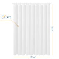 N&Y HOME Extra Wide Extra Long Fabric Shower Curtain Liner 108 x 84 inch, Hotel Quality, Washable, White Spa Bathroom Curtains with Grommets, 108x84