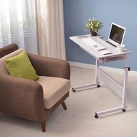Folding Laptop Table TV Tray Mobile Side Table, Adjustable Movable with Wheels, Portable Laptop Stand for Bed Sofa