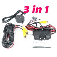 BONDWL New 3 in 1 Car Video Parking Camera Sensor, High Definition Wide Angel Night Vision IR Camera RearView Camera + 2 Sensors Indicator Bi Bi Alarm Car Reverse Radar Assistance System