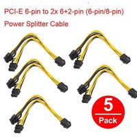 Glumes PCI-E 6-pin to 2 x 6+2-pin (6-pin/8-pin) Power Splitter Cable PCIE PCI Express,8 inches,18 AWG copper (5-pack)