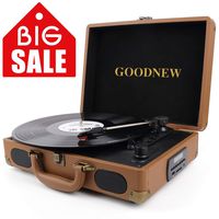 GOODNEW Vinyl Record Player Turntable, Built in Speakers, Support Headphone & RCA Outputand AUX (3.5mm) Input Jack & Bluetooth Connection (4-Speed Portable Stereo)