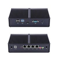 Qotom-Q330G4 Fanless Mini PC with 4 Ethernet LAN Support Linux Intel Core i3 4005U Computer (4G RAM + 128G SSD)