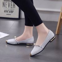 Hemlock Low Heel Flat Shoes, Women Comfortable Slippers Dress Sandals Shoes Pointed Toe Oxford Shoes (US:6.5, Silver)