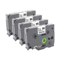 4-Pack Replace Brother P Touch TZ TZe 9mm 0.35 Inch, TZ221 TZe221 TZe-221 Black on White Laminated Tape,Work with Brother P-Touch PT-D200 PTD600 PT1290 Label Maker,9mm x 8m (3/8 Inch x 26.2 Feet)