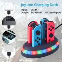 4 in 1 Charging Dock Compatible with Nintendo Switch Joy Con,Unine Controller Fast Charger Station,Docking Stand with Marqueen Indicator Lights adn USB Port Cable